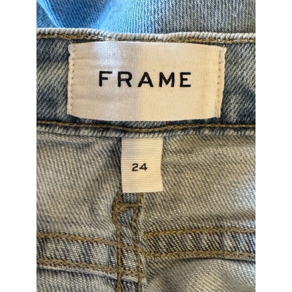 Frame Jeans Women 24 Blue Hemp Blend Bathe Chew Le High Straight‎ Chewed Hem - Picture 9 of 13